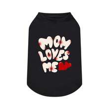 1pc MOM LOVES ME Printed Classic Black Pet T-Shirt,New Valentine's Day Collection Soft All Season Pet Short Sleeved - Black - View 7