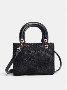 1pc Girls' New Fashion Lace Flower Sequin Elegant Handbag, High-End Shoulder Bag With Adjustable Strap, Available In Multiple Sizes For Mother-Daughter Matching, Suitable For Daily Use, Party, Travel, Ideal Gift - A - View 15