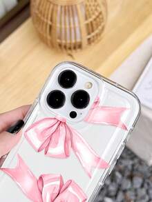 1个极简蝴蝶结图案防滑透明气垫软手机壳，兼容 11/12/13/14/15/16/17 Pro Max - 彩色 - 查看 4