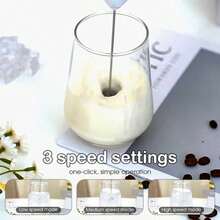 3-Speed Electric Milk Frother & Mixer, Rechargeable Handheld Electric Milk Frother, Stainless Steel Whisk, Adjustable Foam Maker For Coffee, Matcha, Latte, Cappuccino, Hot Chocolate - Multi-color High-end Models - View 8