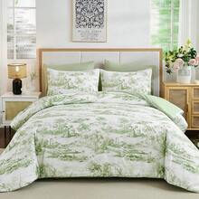 Comforter Set Full Sage Green 7 Pieces Botanical Print Bed In A Bag Soft Microfiber Farmhouse Complete Bedding Set For All Season With Sheets Elegant Design - Queen - View 16