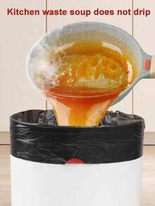 30/75/105pcs Drawstring Trash Bags, Thick Heavy Duty Black Plastic Bags For Home, Kitchen, Bedroom, Bathroom, Hotel, Convenient - A - View 3