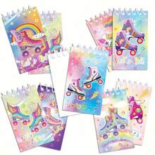 8 Peças Caderno com Rodas de Patins Brilhantes - Mini Caderno com Design Engraçado de Patinação, Presente de Aniversário Perfeito e Escrita Criativa, Item com Tema Esportivo | Arte de Capa Colorida | Encadernação Espiral, Mini Caderno - Tamanho Único - Visão 3