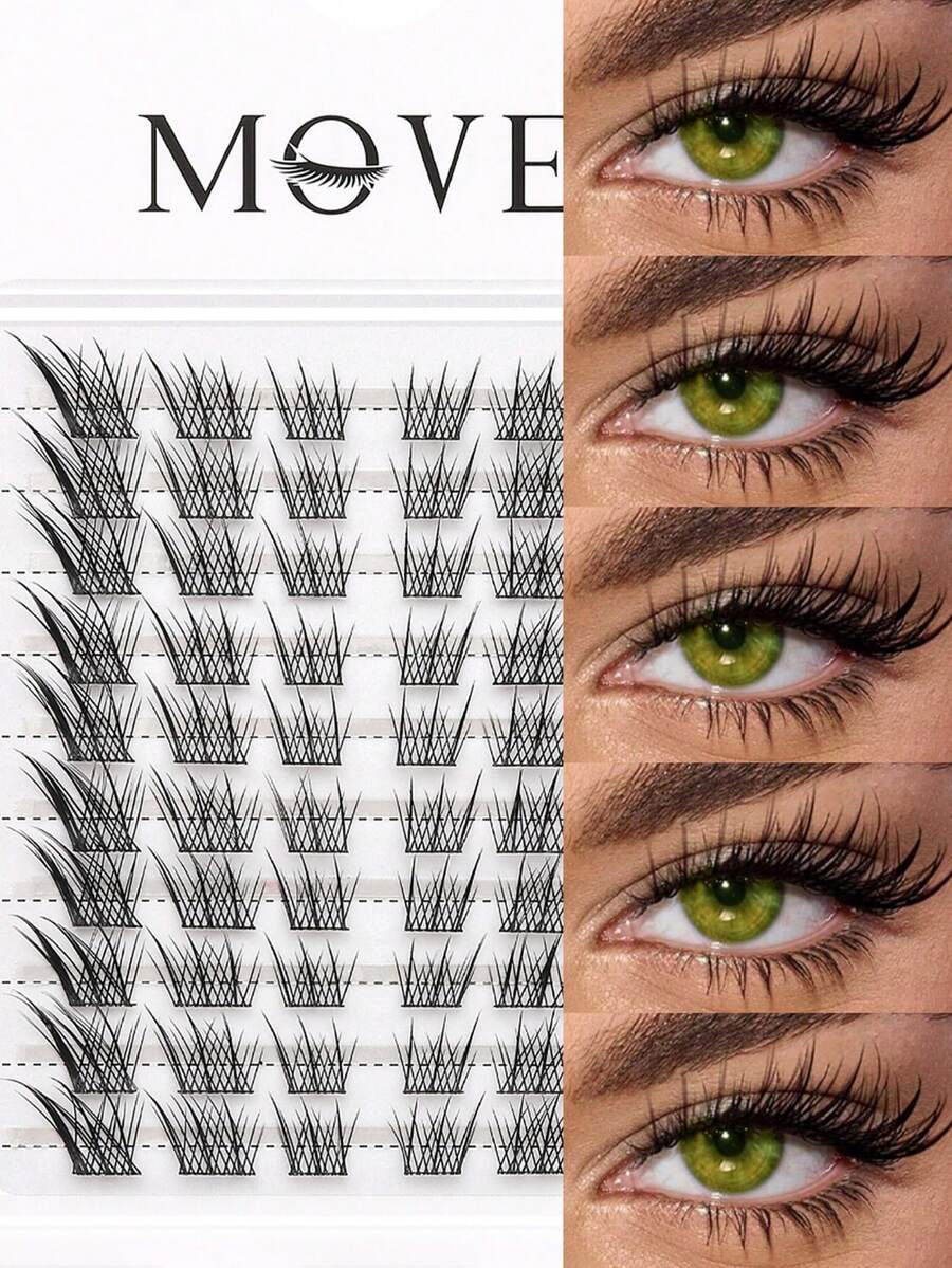 60pcs/10 Rows Suda Qi False Eyelashes, Elongated Tail Natural Cartoon Style Lashes Suitable For Women Party Lash Clusters, Eyelash Clusters, Individual Eyelashes, Lashes, Fake Lashes - D - View 1