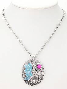 1pc Artistic Butterfly Painted Drip Oil Pendant Necklace For Women - Necklace - View 10