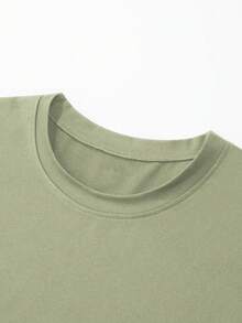 Men's Casual Letter Print Short Sleeve T-Shirt, Summer - Mint Green - View 4