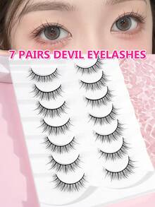 MAANGE 7对仙女般柔软超细透明假睫毛，自然纤长浓密一体式设计，睫毛，条纹睫毛，假睫毛 - 黑色 - 查看 1