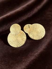 1对新款创意极简几何螺旋耳钉，优雅日常时尚设计 - 指紋片 - 查看 4