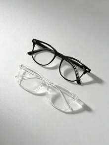 1副/3副几何镜框男士现代简约优雅透明眼镜，适合返校、办公、阅读、日常生活及配饰 - 無色 - 查看 7