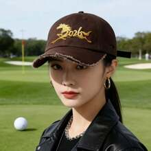 Embroidered Baseball Cap, Unisex Sun Protection/Windproof/Sunshade Cap, All-Season Versatile Letter Embroidery , 2026 Golden Horse Pattern, Fashionable! - Embroidered  Baseball Cap - View 5