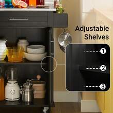 SoBuy Serving Trolley With Door And Drawer Metal Wood Black - Black - View 7