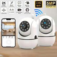 Cámara de interior, 1/2 paquetes, adecuada para el hogar, compatible con WiFi 2.4G, no compatible con WiFi 5G, visión nocturna, rotación e inclinación de 355°, monitoreo de mascotas, detección de movimiento, audio bidireccional, almacenamiento en la nube y tarjeta de memoria - Blanco - View 1