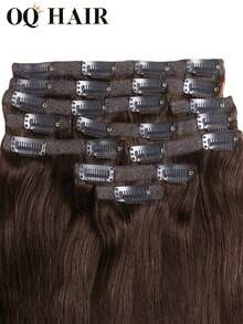 OQ 10pcs/Pack 100% Virgin Silky Straight Human Hair Extensions, 14-22 Inches, #4 Dark Brown, No Shedding, Simple & For Beginners - S4 - View 6