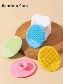 2 piezas/4 piezas/6 piezas/8 piezas Cepillo de baño de silicona suave para bebés - Cepillo de masaje suave y reconfortante para la piel - Esencial ideal para el baño de mamás, diseño respetuoso con las uñas (color aleatorio) - Cepillo de silicona para champú de bebé - Ver 13