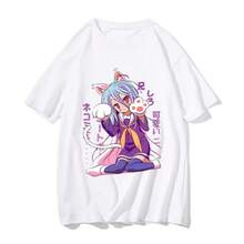 No Game No Life Shirts Manga_Comic 100% Cotton Short Sleeve T Shirts Female_Male Simple Painting Kaw - trắng - Xem 1