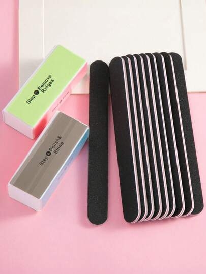 12pcs Nail File And Buffer Block Set, 100/180/240/600/3000 Grit, Nail Polishing Block Set, Professional Nail Files For Natural Nails, Nail Grooming, Shaping And Polishing