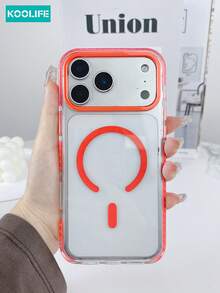 1 ốp lưng điện thoại từ tính trong suốt cao cấp, làm từ TPU+PC, nút bấm độc lập, viền cạnh được thiết kế chìm, bảo vệ ống kính nhô cao, hỗ trợ sạc không dây, chống rơi vỡ, phù hợp với 17/17 Pro/17 Pro Max. - trái cam - Xem 2