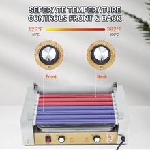 Parrilla Eléctrica de Rodillos para Hot Dogs – 5 Rodillos de Acero Inoxidable, Capacidad para 12 Salchichas, 750W de Alta Potencia, Bandeja de Goteo Extraíble, Estante Protector de PC – Ideal para Fie - Plateado - Ver 4