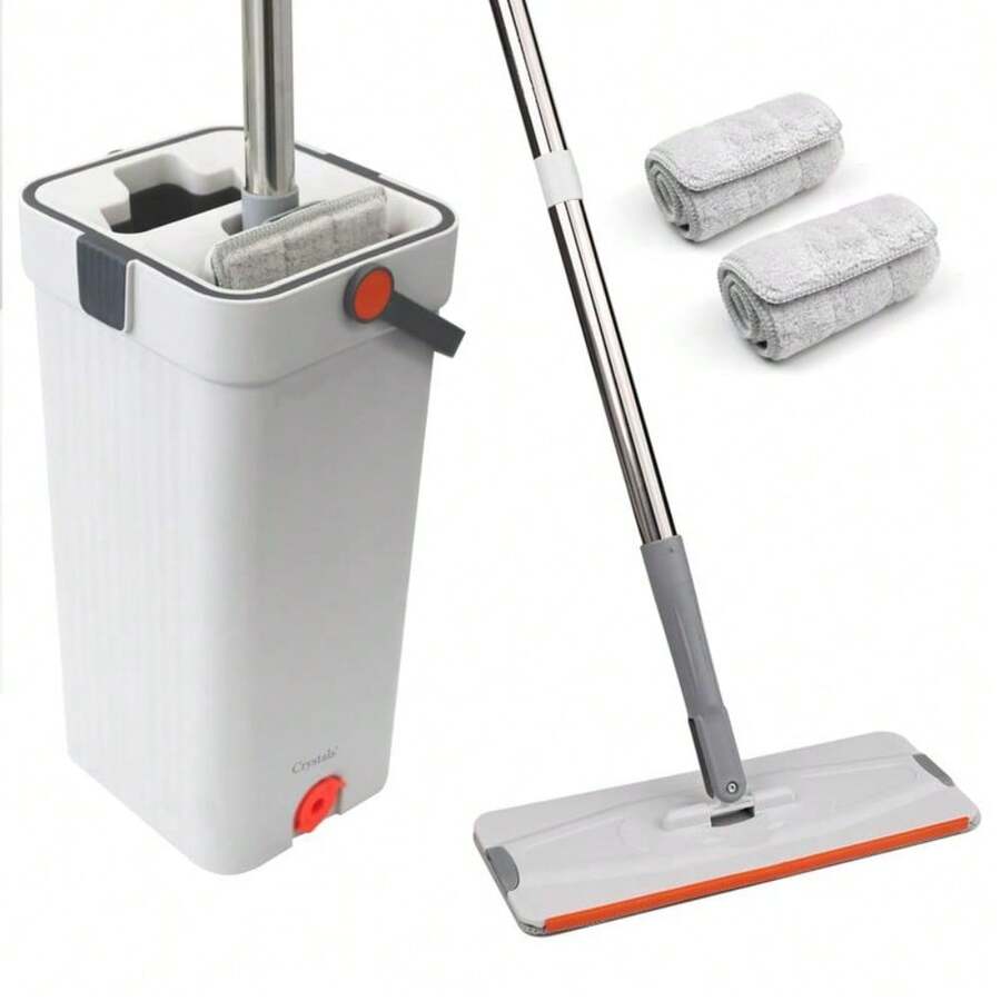 Multi-Surface Cleaning Flat Mop Set - 360° Rotation 2 Refill Pads Stainless Steel Handle - Default - View 1
