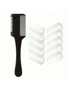 1 Pc Pet Razor Comb With 10 Replacement Blades, 2-In-1 Dog And Cat Hair Trimmer, PP Material Double-Sided Cutting Comb Suitable For Various Breeds, Trimming Tool For Hair Removal And Thinning - Multicolor - View 13