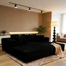 Sofas For Living Room Bonelss Couch (Sofá Para Sala) Sectionals For Living Room Set Furniture (Mueble De Sala) Black Couch And Lounge Chair Modular Sectional Sofa, New Cloud Sectional Couch With Deep Seat,Convertible Upholstered Boneless Couches For Living Room,Stripe Corduroy Fabric And Memory Foam Sectional Couches With Oversized Chaise ,Experience 30D High-Resilience Memory Foam That Cradles Your Body Like Floating On Air - The Modular Sectional Sofa's Frameless Design Eliminates Pressure Points For Movie Marathons Or Afternoon Naps.(Left Facing Chaise And Right Facing,Transform Your Space With Our Cloud Sectional Couch Featuring Memory Foam Couch That Adapts To Every Body Shape, Creating The Ultimate Sofas For Living Room Gatherings And Relaxation.♥♥Note: Multiple Packages May Arrive Separately. ♥♥Chaise) Black - 黑色 - 查看 1