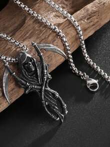 1PC Retro Gothic Hell Reaper Scythe Skeleton Pendant Necklace For Men And Women Punk Style Rock Party Jewelry Gift - Fashion - View 4