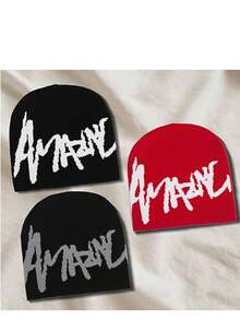 1pc/2pcs/3pcs Letter Knit Hat, Jacquard Knit Hat, Fashion Street Riding Gift, Great Choice For Men And Women, Acrylic Knit Hat, All Seasons - A - View 8