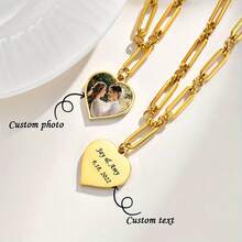 1PC Personalized Photo Custom Bracelet, Stainless Steel Heart-Shaped Bracelet, Round Custom Bracelet, Suitable For Both Men And Women, Valentine's Day, Custom Special Dates, Anniversary Gifts - Multicolored - View 9