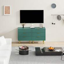 Kommode mit 3 Schubladen für Schlafzimmer, 27,9" breite Holzkommode, kannelierte Kommode mit goldenem Metallgriff, Holzschrank zur Aufbewahrung von Kleidung für Wohnzimmer und Flur - Grün - Übersicht 5