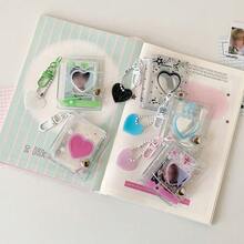 1个可爱女孩2英寸透明相册，心形钥匙扣挂件，证件卡夹，学生照片贴纸相册 - 大頭貼相冊 - 查看 6