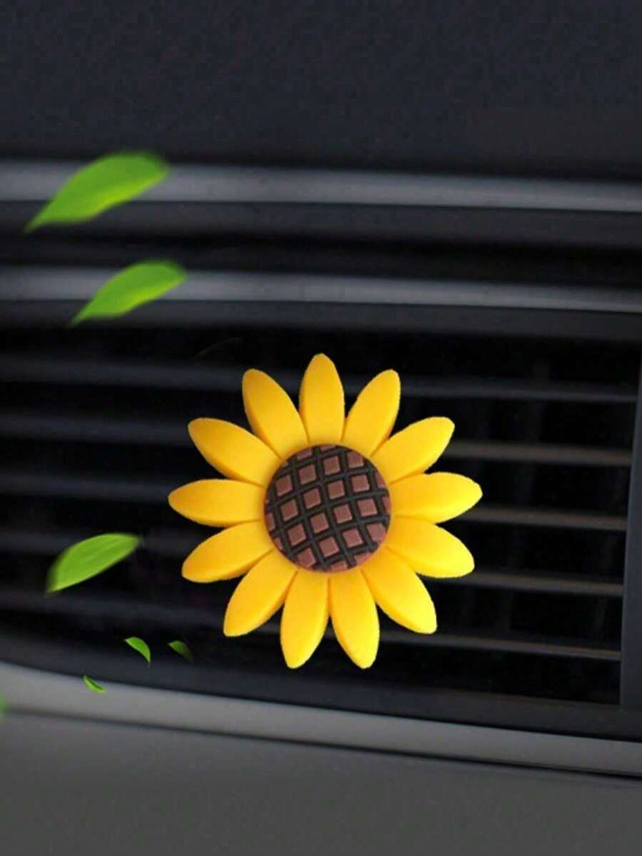1 pieza Ambientador de coche con forma de girasol para la rejilla de ventilación (El tiempo de difusión del aroma varía en diferentes entornos) - A - Ver 1