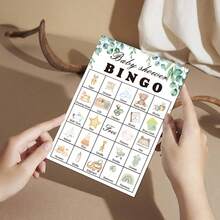 Bộ trò chơi Bingo 33 món cho tiệc mừng em bé, dành cho 24 người chơi, trò chơi tiết lộ giới tính em bé trung tính, bộ bài Bingo chủ đề bạch đàn đã được điền sẵn, trò chơi quà tặng cho tiệc mừng em bé. - màu xanh lá - Xem 6