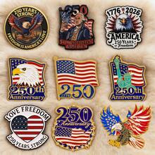 美国建国250周年纪念鹰形翻领徽章，软珐琅材质，男女通用，锌合金材质，珠宝配饰 - 黑色 - 查看 2