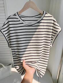 2026 SUMMER TopComfortcana Women's Casual Coffee Brown Round Neck Short Sleeve T-Shirt, SummerLoose And Comfortableshirt - 卡其色 - 查看 1