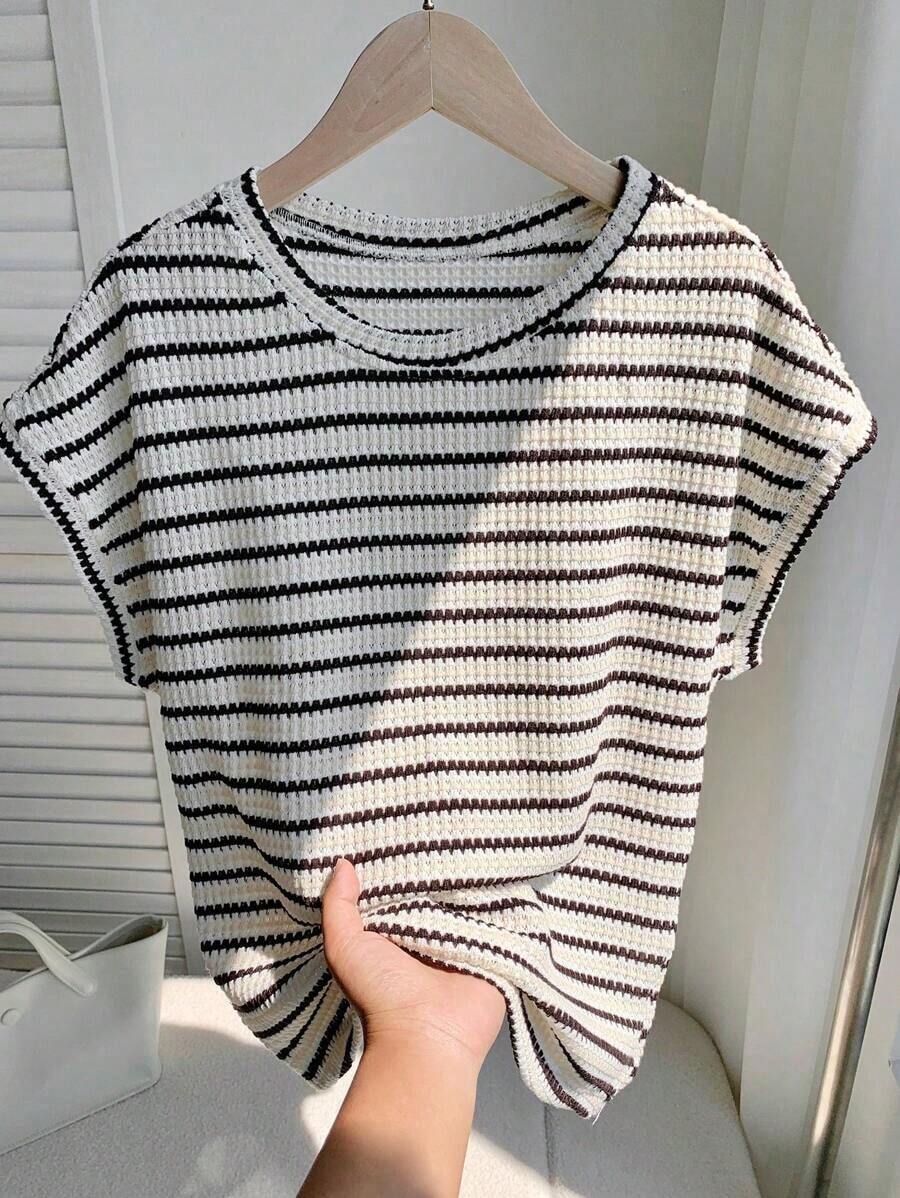 2026 SUMMER TopComfortcana Women's Casual Coffee Brown Round Neck Short Sleeve T-Shirt, SummerLoose And Comfortableshirt - 卡其色 - 查看 1
