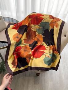 Elegant Women's Printed Satin Scarf 90x90 Large For Hair - L34/amarelo - Xem 4