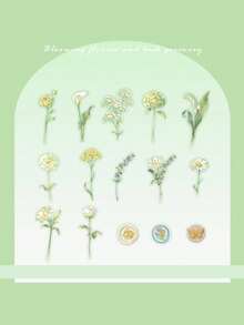 30张/包复古花卉箔纸贴纸，DIY剪贴簿装饰贴纸，适用于手账、相册、手帐等。 - 綺花朱顏 - 查看 13