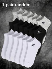 15 Pairs Solid Black, White, Grey Short Socks, Fashionable Minimalist Sports Socks, Invisible Ankle Socks, Suitable For Daily Wear And Outdoor Activities All Season Christmas Gift - Multicolor - View 7