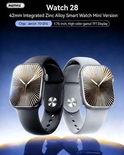 WATCH28 Smartwatch 42mm Mini Upgrade Version: Smartwatch With Calling Functionality, Integrated Zinc Alloy Design, Heart Rate Monitoring, True Blood Oxygen Detection, Sleep Monitoring, Exercise Control, Music Control And Playback, Step Counting.