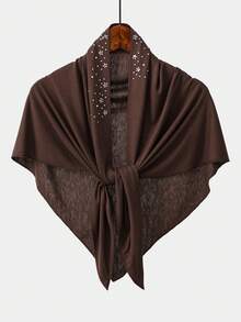 1pc Women's Solid Color Soft Breathable Triangular Scarf, Elastic Versatile Headscarf, Fashion Accessory For All Seasons, New Ready-To-Wear Headwrap, Casual Shawl - Solid Color - View 17