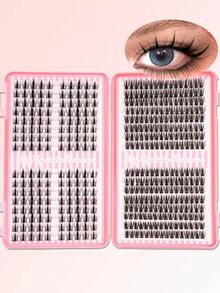 416pcs Eyelash Extension Kit, DIY Eyelash Extension Set, Individual Lash Clusters, Including False Lashes, Adhesive, Remover, Tweezers, DIY Eyelash Extension Kit, Lightweight Natural Curly Lashes, Soft And Lightweight, Suitable For Daily Use, Travel, Beginners, Weddings, Dates, Parties, Holidays - Black - View 10