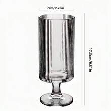 1个350毫升创意条纹直筒果汁杯，氛围高脚玻璃杯，鸡尾酒杯，优雅饮料杯，气泡水杯 - 彩色 - 查看 2