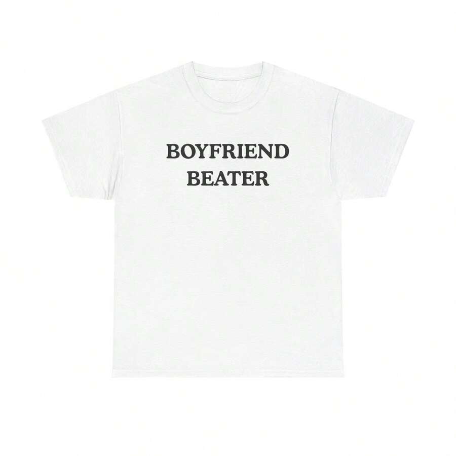 BOYFRIEND BEATER Unisex Heavy Cotton Tee- Funny Shirt - Boyfriend Hate - Gift For Women - 白色 - 查看 1