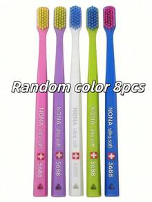 1-3pcs Swiss Colorful Soft Toothbrush Set, Small Brush Head, Polypropylene Bristles, Odorless Design, Gum Protection, Suitable For Adults - Unisex Manual Toothbrush - Multicolor - View 18