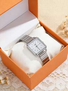 1pc/Set Minimalist Retro Quartz Watch With Steel Strap, Elegant Student Style, Suitable For Birthday, Halloween, Thanksgiving, Year-End Promotion, Not Waterproof - Silver - View 8