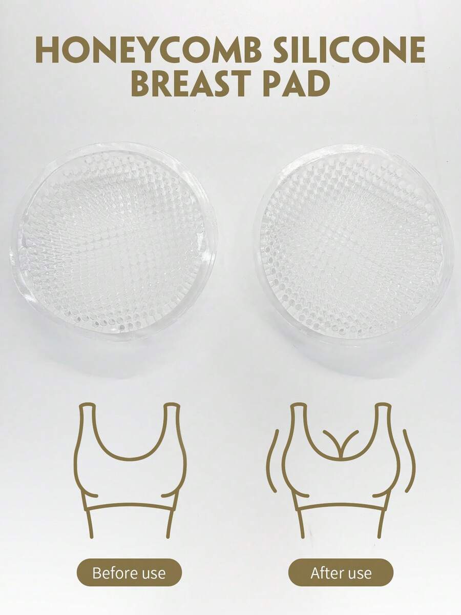 Silicone Breast Pads, Thickened Silicone Breast Pads, Transparent Invisible Honeycomb Breast Pads - Multicolor - View 1