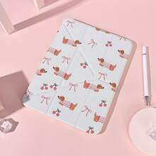 Bear 1pc Cute Dachshund Pattern Tablet Case With Pencil Holder, Multi-Angle Stand Protective Cover, Auto Sleep/Wake,Kawaii Tablet Case Compatible With Pro/Air/Compatible With Samsung Galaxy A9/S9/S7/S10+/Compatible With XIAOMI - Multicolor - View 9