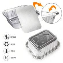 10 Stück Aluminiumfolie Behälter mit Deckeln, Einweg-Aluminiumfolie Lebensmittelbehälter, für Partys, Camping, Backen, Heißluftfritteuse, Küchenutensilien, Camping-Grundausstattung, Haushaltsbedarf, rechteckige Aluminiumfolie Behälter, ideal zum Kochen, Erwärmen, Aufbewahren, Backen, Mahlzeitenplanung, Backzubehör, Küchengeräte, Küchenutensilien, Küchenausstattung - A - Übersicht 7