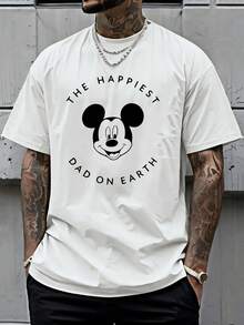 Official Authorization! 1pc Classic Mickey Head Of Men's T-Shirt, Suitable For Family Outing Or Punching In Disneyland, Is A Warm Gift For Disney Fans' Dad, Disney, Stylish And Versatile, Unisex. - 白色 - 查看 1