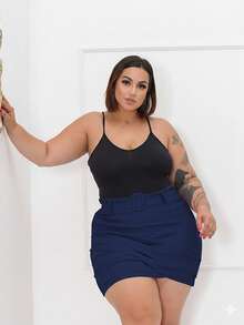 Plus Size Skirts - Azul Marino - Ver 7